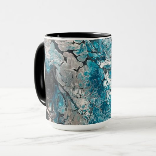 Keurige Blauwe & Zwarte Abstracte Mok (Voorkant links)