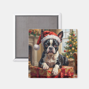 Keurige Boston Terrier-hond Kerstcadeau Magneet