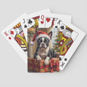 Keurige Boston Terrier-hond Kerstcadeau Pokerkaarten