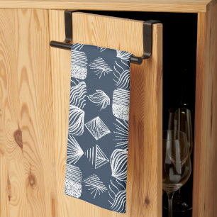 Keurige Caribische Tribale Mudcloth: Navyblauw & W Theedoek