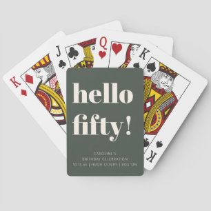 Keurige donkergroene moderne 50ste verjaardag favo pokerkaarten