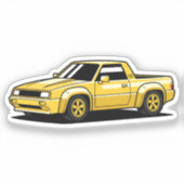 Keurige Gele Pickup Toon Sticker (Voorkant)