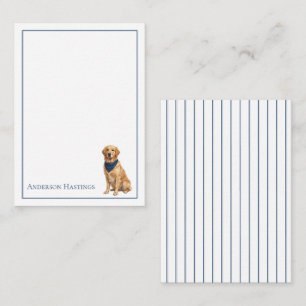 Keurige Golden Retriever en Strepen Notitiekaartje
