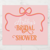 Keurige Golvende Lijst Boog Roze Oranje Bruidsmeis Sparkling Wijnetiket (Enkel label)