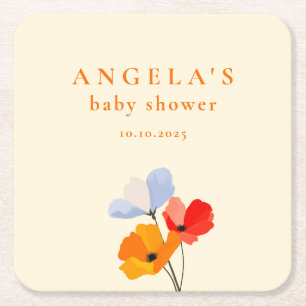 Keurige Klaproos Bloemen Baby Shower Kartonnen Onderzetters