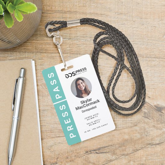 Keurige moderne teal cirkel foto perspas & logo badge