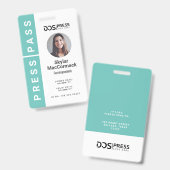 Keurige moderne teal cirkel foto perspas & logo badge (Voor- en achterkant)