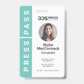 Keurige moderne teal cirkel foto perspas & logo badge (Voorzijde)