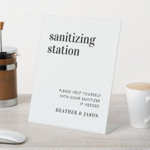 Keurige moderne trouwdesinfectiepost reclamebord met voetstuk