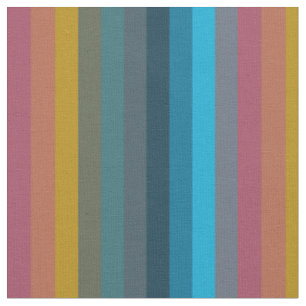 Keurige Mosterd & Teal Retro Strepen  Stof