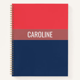 Keurige Navy Blauwe En Rode Strepen Persoonlijk Notitieboek