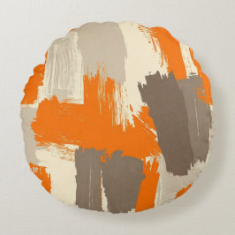 Keurige Oranje Ambachtelijke Kwaststreken Abstract Rond Kussen
