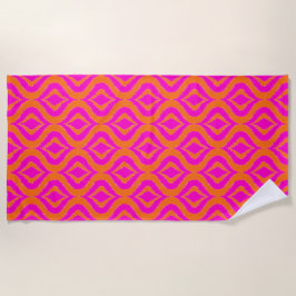Keurige Oranje Heet Roze Zomer Ikat Ogee Kunstpatr Strandlaken