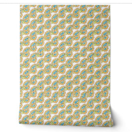 Keurige oranje turquoise limoen paisley behang