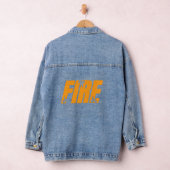 Keurige oranje Vlam Typography Denim Jas Jacket (Hangar)