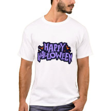 Keurige paarse en oranje Happy Halloween-vleermuiz