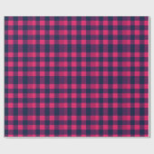 Keurige Pixel Buffalo geruite ruit Navy roze Cadeaupapier (Vlak)