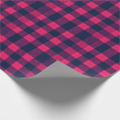 Keurige Pixel Buffalo geruite ruit Navy roze Cadeaupapier (Hoek)