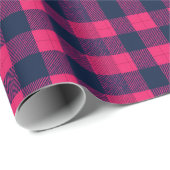 Keurige Pixel Buffalo geruite ruit Navy roze Cadeaupapier (Rol Hoek)