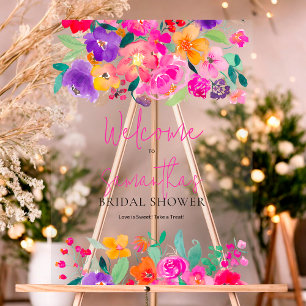 Keurige roze bloemige waterverf bruiloftsdouche we acryl bord