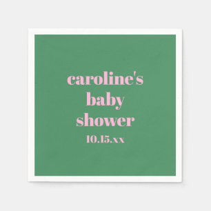 Keurige Roze Groene Moderne Leuke Aangepaste Baby Servet