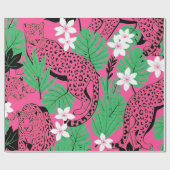 Keurige Roze Luipaard Tropisch Jungle Naadloos Pat Cadeaupapier (Vlak)