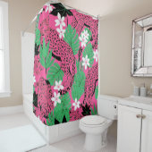 Keurige Roze Luipaard Tropisch Jungle Naadloos Pat Douchegordijn (In situ)