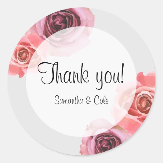 Keurige Roze & Paarse Lentesrozen Ronde Sticker (Voorkant)