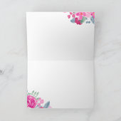 Keurige roze pruim bloemige waterverf bruiloftsdou bedankkaart (Binnen)