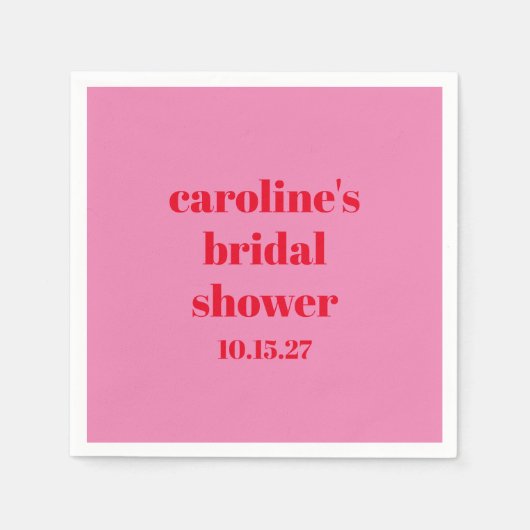 Keurige Roze Rood Moderne Plezierige Bruidsmeisjes Servet (Voorkant)