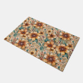 Keurige Tane en Teal Bloemen Deurmat (Schuin)