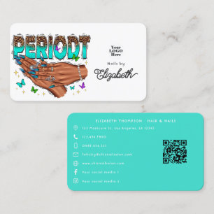 Keurige Turquoise Periodt Afro-Amerikaanse Nagelsa Visitekaartje