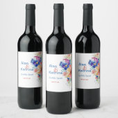 Keurige Wilde Bloem Bruiloft Wijnlabel Set Wijn Etiket (Flessen)