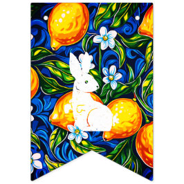 Keurige Witte Konijn en Citrus Paasbanner Slagboom Vlaggetjes