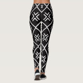 Keurige Zwarte en Witte Boho Leggings (Achterkant)