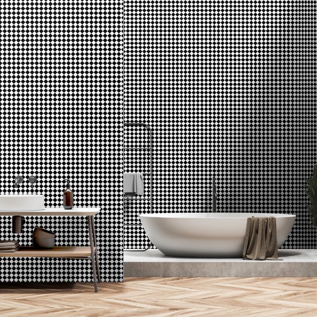 Keurige Zwarte en Witte Chevron Patroon Textuur Behang (Badkamer)