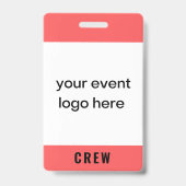 Keurrood Personeelsbadge Crew Evenement Badge (Voorzijde)