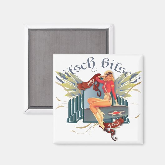 Keusch Bitsch: Vliegmeisje Tattoo pop-up Magneet (Voorkant / Achterkant)