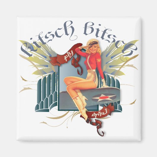 Keusch Bitsch: Vliegmeisje Tattoo pop-up Magneet (Voorkant)