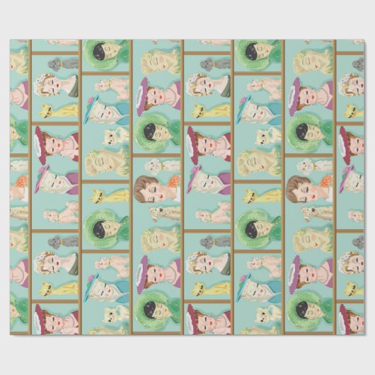  Keusch Lady Head-gassen met katten en honden Cadeaupapier (Vlak)