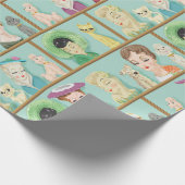  Keusch Lady Head-gassen met katten en honden Cadeaupapier (Hoek)
