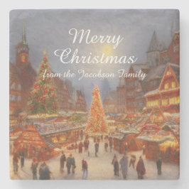 Keusch Nostalgische Duitse kerstmarkt - Greetings Stenen Onderzetter
