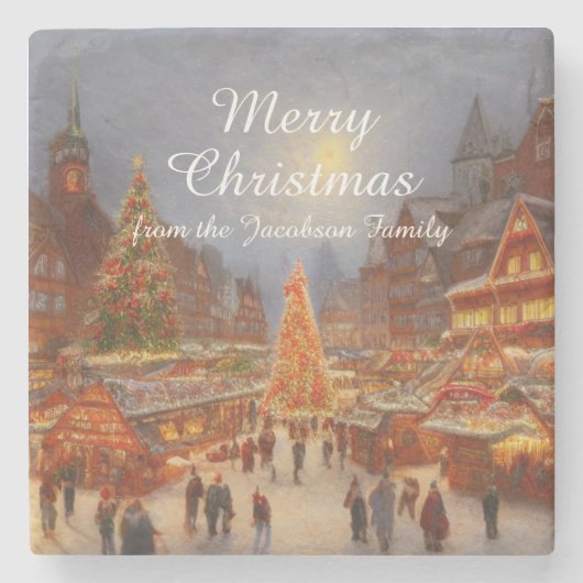 Keusch Nostalgische Duitse kerstmarkt - Greetings Stenen Onderzetter (Voorkant)