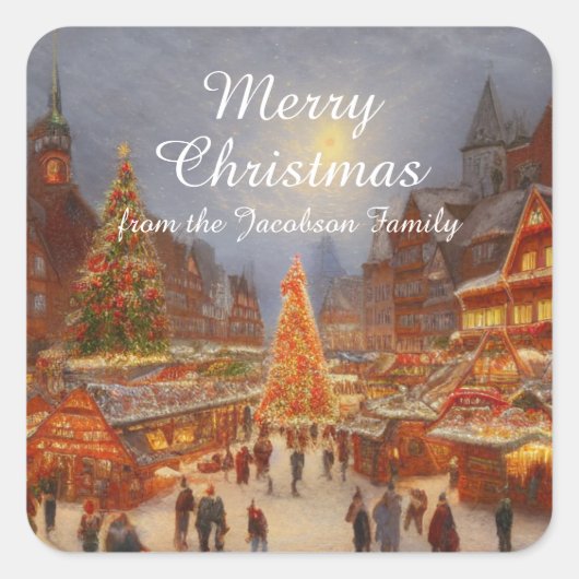 Keusch Nostalgische Duitse kerstmarkt - Greetings Vierkante Sticker (Voorkant)