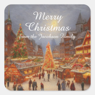 Keusch Nostalgische Duitse kerstmarkt - Greetings Vierkante Sticker