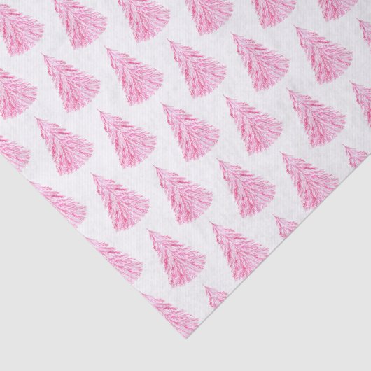 Keusch roze Waterverf kerstboompatroon Tissuepapier (Detail)
