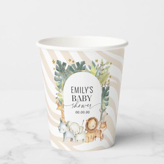 Keut oerwoud baby dierlijke nerts baby shower beke papieren bekers (Achterkant)