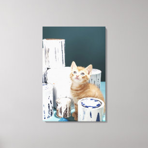 Keuten die tussen verfblikken zitten canvas afdruk