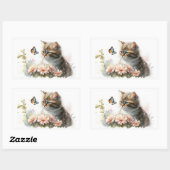 Keuten en vlinder in de tuin rechthoekige sticker (Vel)