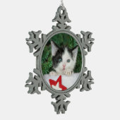 Keuten in de rode kerstman tin sneeuwvlok ornament (Links)